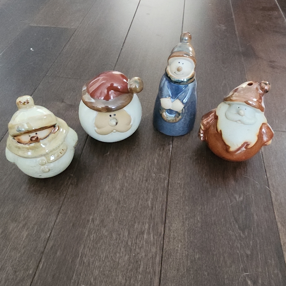 Set of vintage Christmas pottery stoneware decor x4 Pieces - Picture 3 of 4